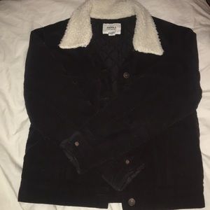 Corduroy trucker jacket with fleece collar!